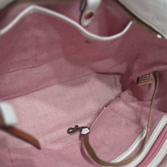 Dooney & Bourke White and Brown Leather Tote Bag - Picture 6 of 14